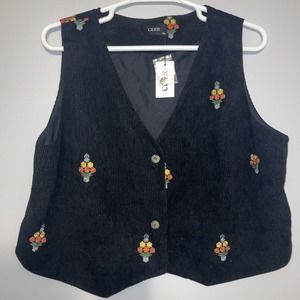 Cider Womens’s Embroidered corduroy Vest 3XL NWT